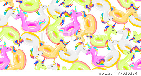 Inflatable unicorns seamless pattern on white Inflatable unicorns seamless pattern on white 77930354