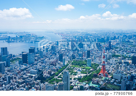 東京都心部 ヘリコプター空撮写真 77930766