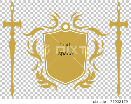 剣と盾テキストスペースのイラスト素材