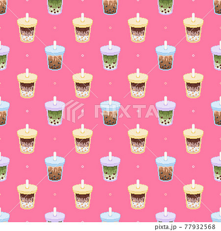 Boba tea seamless pattern vector bubble milk  Stock Illustration  93335186  PIXTA