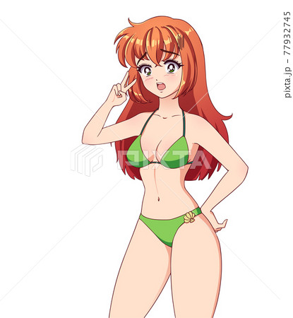 Scared anime manga girl with red hairのイラスト素材 [77932745] - PIXTA