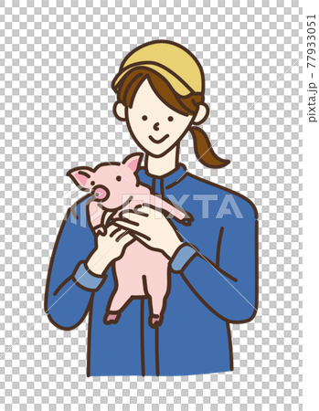 Agricultural girls, livestock girls, pig farming women, illustrations Agricultural girls, livestock girls, pig farming women, illustrations 77933051