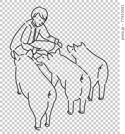 農業女子　畜産女子　養豚　女性　イラスト 77933081