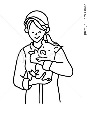 農業女子　畜産女子　養豚　女性　イラスト 77933082