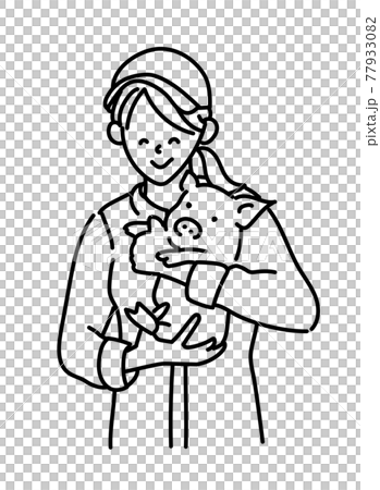 農業女子　畜産女子　養豚　女性　イラスト 77933082