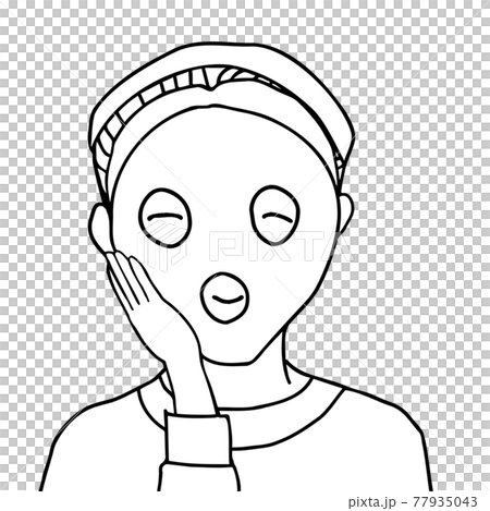 戴口罩的人的線描插圖（包） 77935043