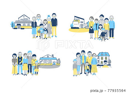 3世代家族と家　4組セット  77935564