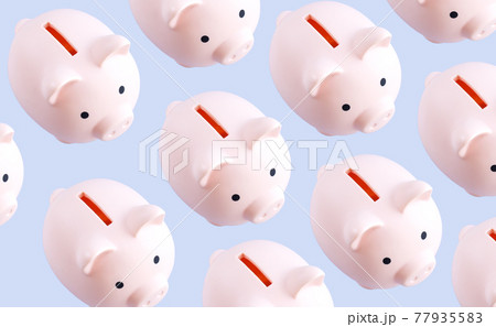 Pattern of pink piggy banks top view Pattern of pink piggy banks top view 77935583