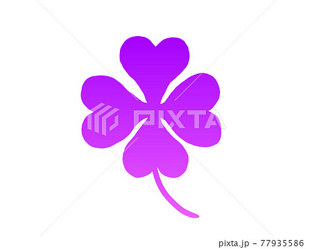 四葉のクローバーの紫シルエットのイラスト素材