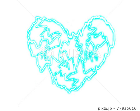 水色の電気のハートのイラスト素材