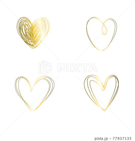Set of isolated hearts made of gold glitter texture. 77937135