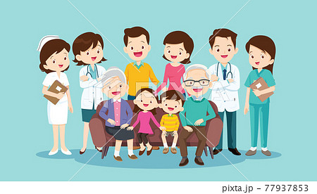 Team Doctor and happy bigfamily sitting on the sofa Team Doctor and happy bigfamily sitting on the sofa 77937853