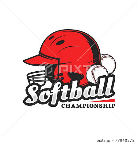 Softball championship icon with red player helmet 77940578