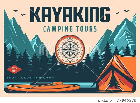 Kayaking sport club camping and hiking tour banner 77940579