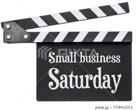 Small business Saturday text on clapboard 77941053