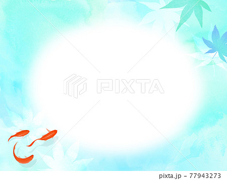 紅葉と金魚をあしらった夏向けの和風背景のイラスト素材