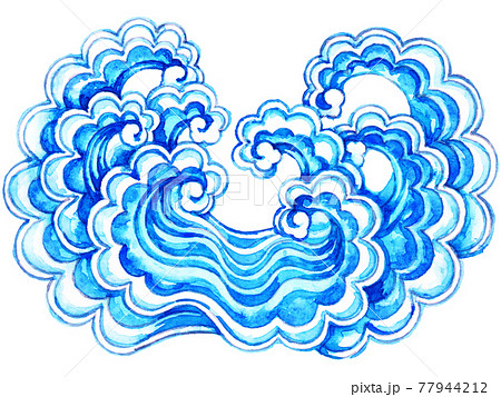 波模様の水彩画のイラスト素材