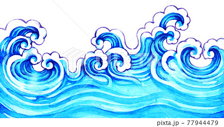 波模様の水彩画のイラスト素材