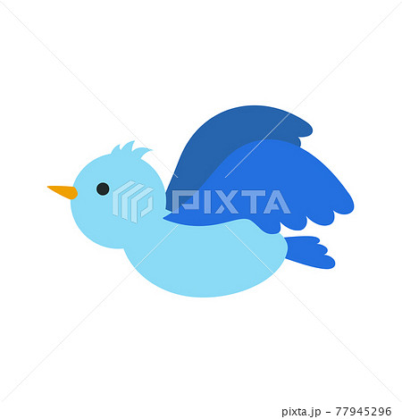 幸せの青い鳥が飛んでいるイラストのイラスト素材