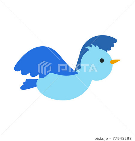 幸せの青い鳥が翼を広げて飛んでいるイラストのイラスト素材
