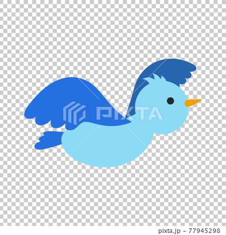 幸せの青い鳥が翼を広げて飛んでいるイラストのイラスト素材