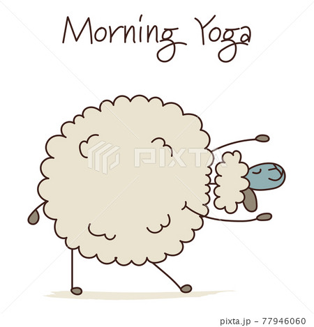 Funny sheep doing yoga, sketch for your design Funny sheep doing yoga, sketch for your design 77946060