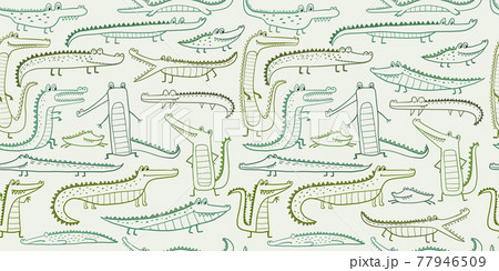 Crocodile Cute Characters. Childish Style. Seamless Pattern for your design 77946509