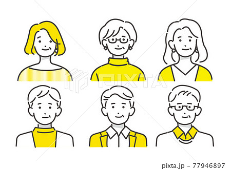 シンプルなシニアの線画ベクターイラスト素材 男女 オシャレのイラスト素材 シンプルなシニアの線画ベクターイラスト素材 男女 オシャレのイラスト素材
