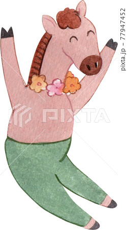 Horse with summer watercolor 77947452
