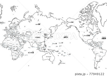 白地図－世界04－国名・首都名入り 77949122