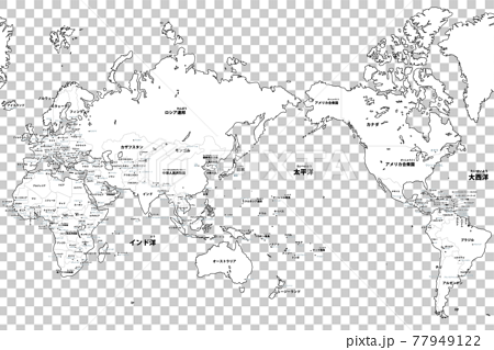 白地図－世界04－国名・首都名入り 77949122