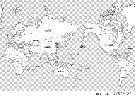 白地図 世界02 国名入りのイラスト素材