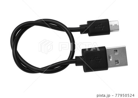 USB Micro cables isolated on white background. USB Micro cables isolated on white background. 77950524