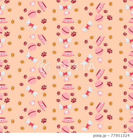 Dog Seamless pattern with bones, steps and bowles Dog Seamless pattern with bones, steps and bowles 77951324