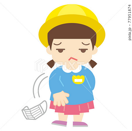 マスクを嫌がる女の子（帽子あり） 77951874