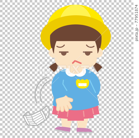 マスクを嫌がる女の子（帽子あり） 77951874