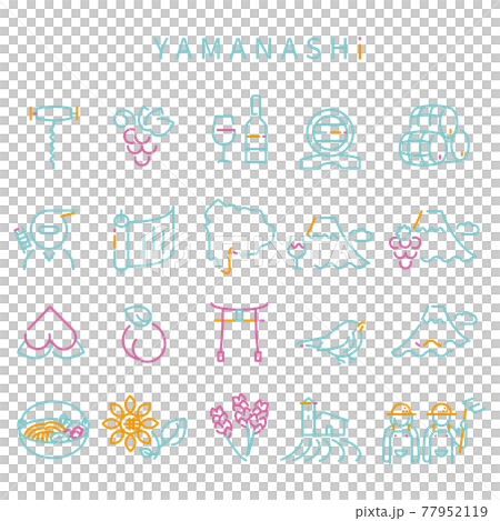 線画 3色アイコン 山梨県 ミント 線画 3色アイコン 山梨県 ミント 77952119