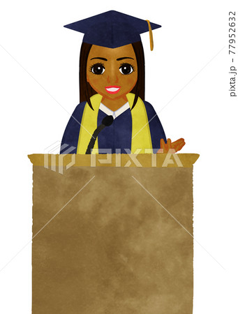学生女の子の卒業生総代スピーチ ヒスパニックのイラスト素材
