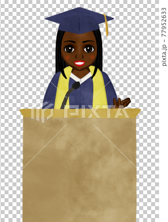 学生女の子の卒業生総代スピーチ 黒人のイラスト素材 学生女の子の卒業生総代スピーチ 黒人のイラスト素材