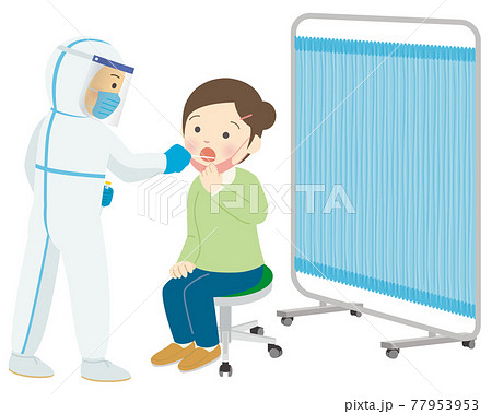 PCR検査を受ける女性 77953953