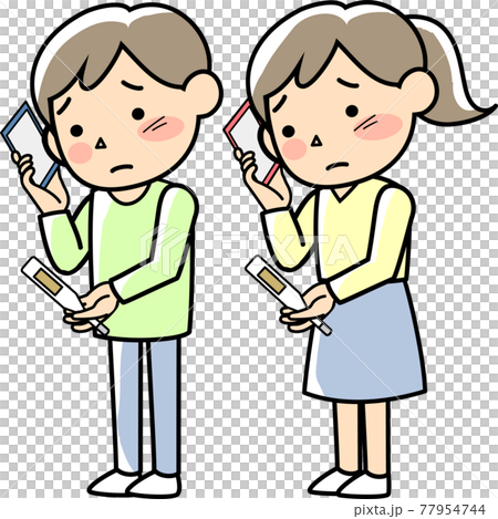 女性和男性因發燒通過電話諮詢 女性和男性因發燒通過電話諮詢 77954744