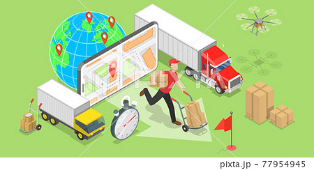 Isometric flat vector concept of smart logistics and transportation. 77954945