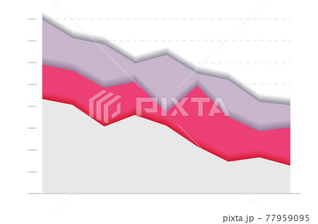 Financial graph with three line moving down. Modern design graphics on white background. 77959095