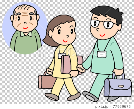 訪問医療 訪問看護 お爺さん のイラスト素材 訪問医療 訪問看護 お爺さん のイラスト素材