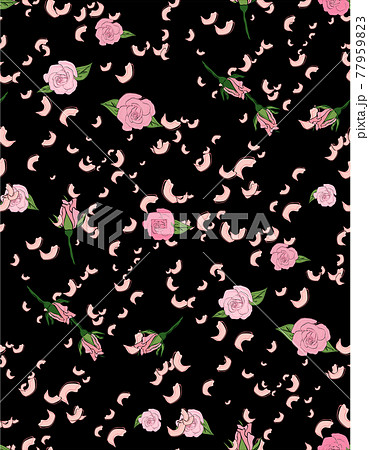 Seamless floral background with bouquets of roses. Shabby chic style pattern. 77959823