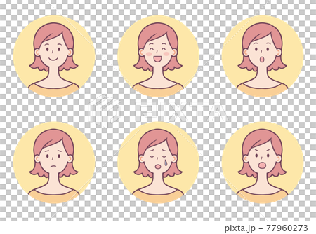 Female Icon Facial Expression Set Female Icon Facial Expression Set 77960273