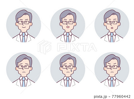 白衣の男性　アイコン　表情セット 77960442