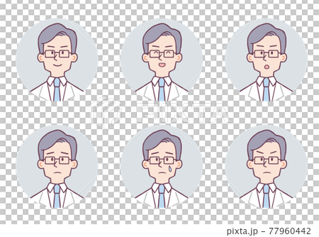 白衣の男性　アイコン　表情セット 77960442