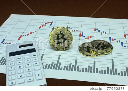 【仮想通貨・ビットコイン・投資などに関する記事のサムネイルに】ビットコインとチャート 【仮想通貨・ビットコイン・投資などに関する記事のサムネイルに】ビットコインとチャート 77960873