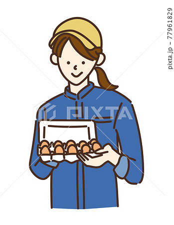 農業女子　畜産女子　養鶏　女性　イラスト 77961829